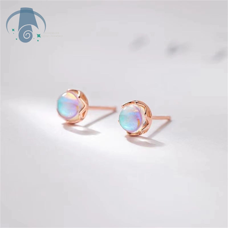 Minimalist Moonstone Stud Earrings