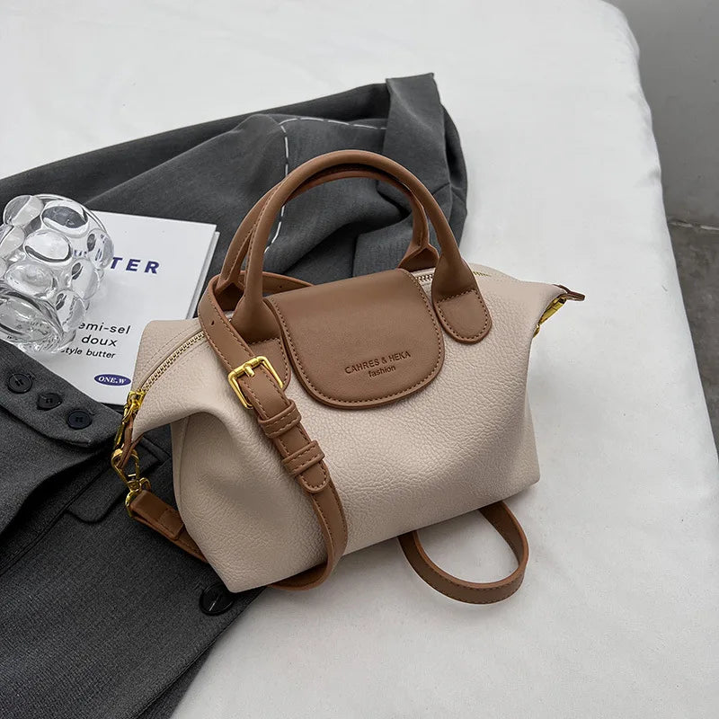 Vintage PU Leather Crossbody Bucket Bag