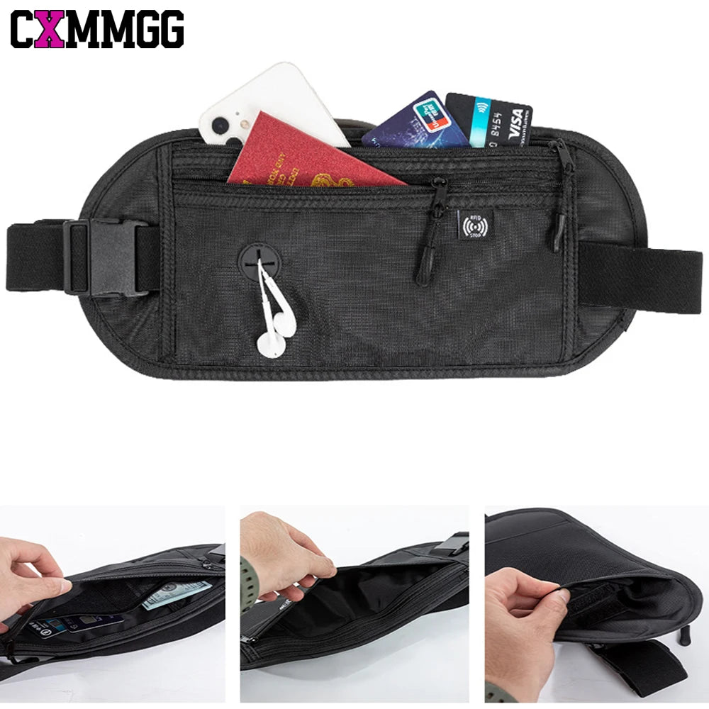 RFID-Blocking Travel Money Belt with Hidden Pockets