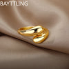 Open Teardrop Ring in Sterling Silver with Gold Accents