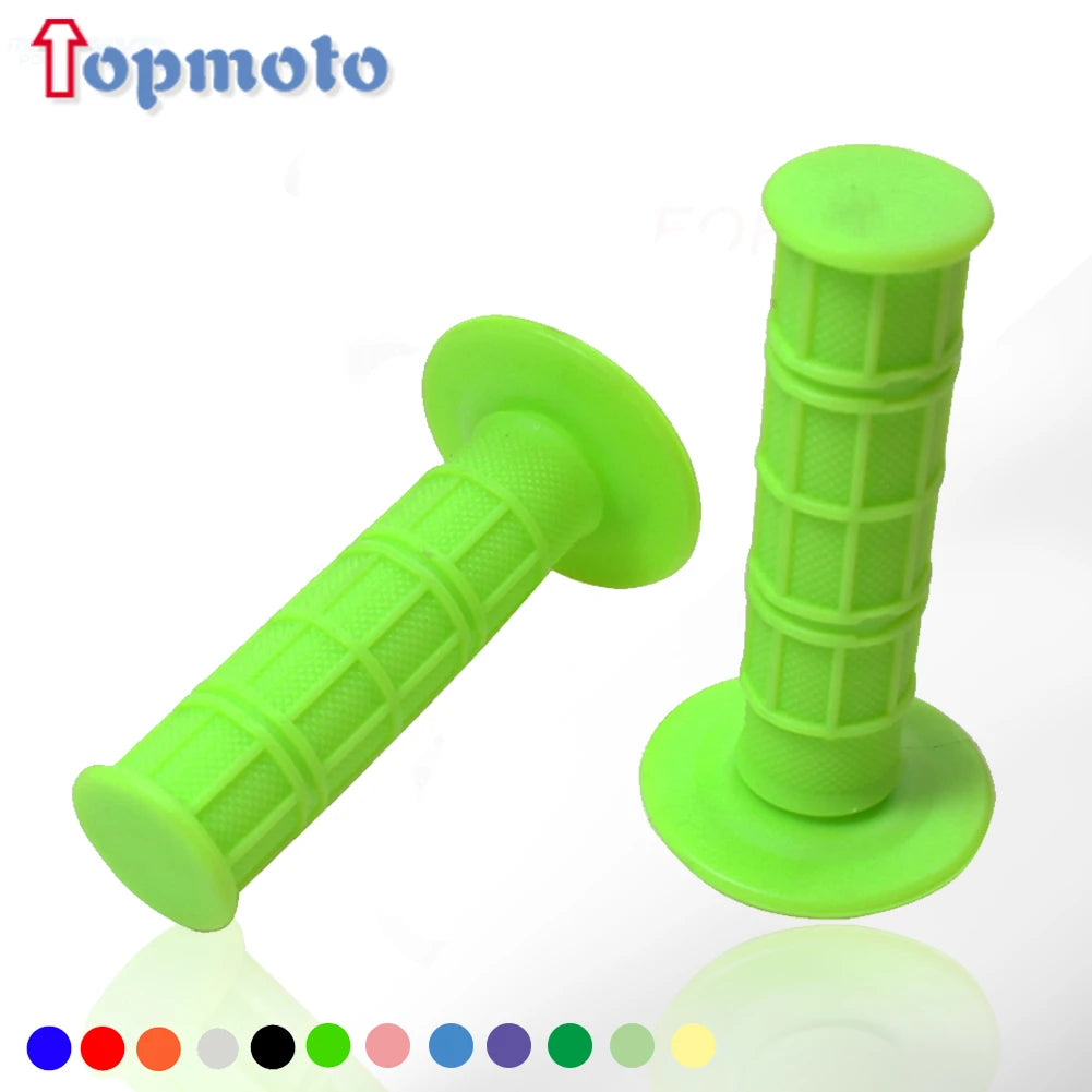 Poignées de guidon en silicone vert lime vif avec poignées texturées et une base plate.
