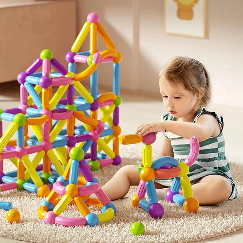 Magnetic Building Sticks and Balls Construction Set - 188 Pieces STEM Toy for Kids