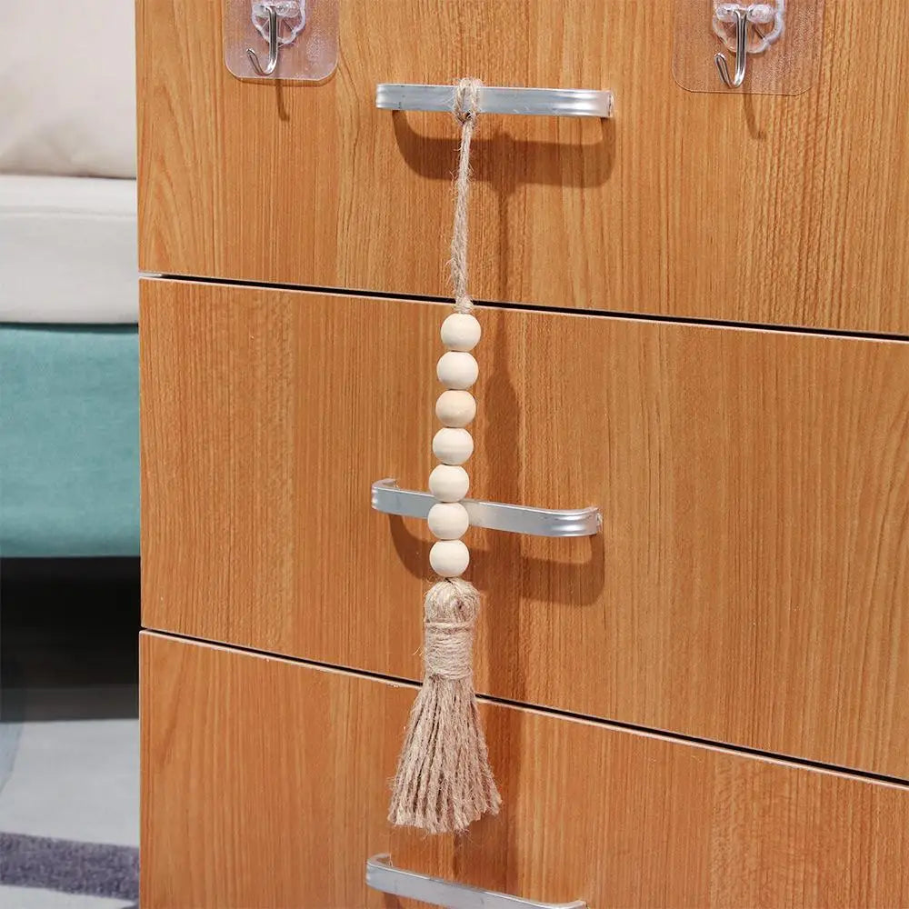 Handcrafted Natural Wood Bead Garland with Tassels for Boho & Farmhouse Decor