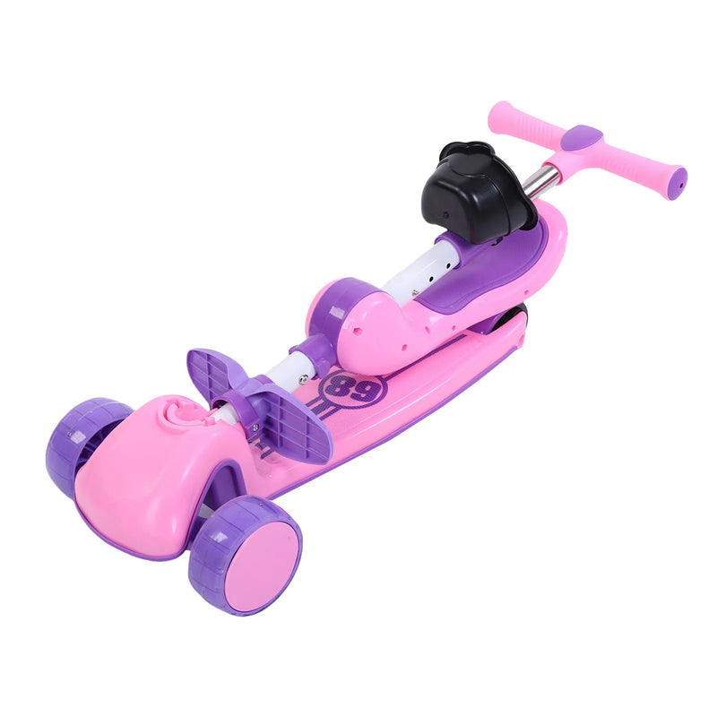 Kids 3-Wheel LED Light-Up Scooter with Adjustable Handlebar & Removable Seat