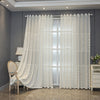 Olive Green Sheer Curtain with Geometric Floral Pattern