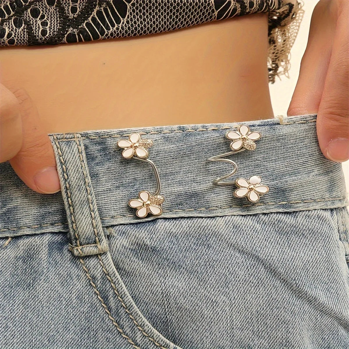 Floral Waist Tightener Buttons – No-Sew Pants Clips