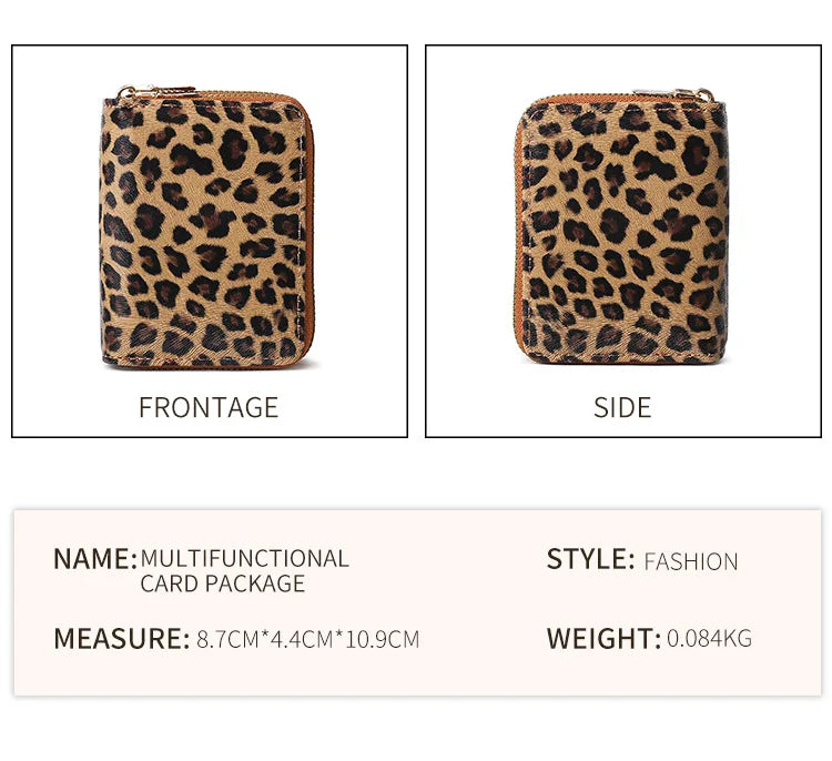 Leopard Print RFID Blocking Compact Wallet