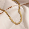 Gold-Plated Herringbone Chain Necklace & Bracelet Set