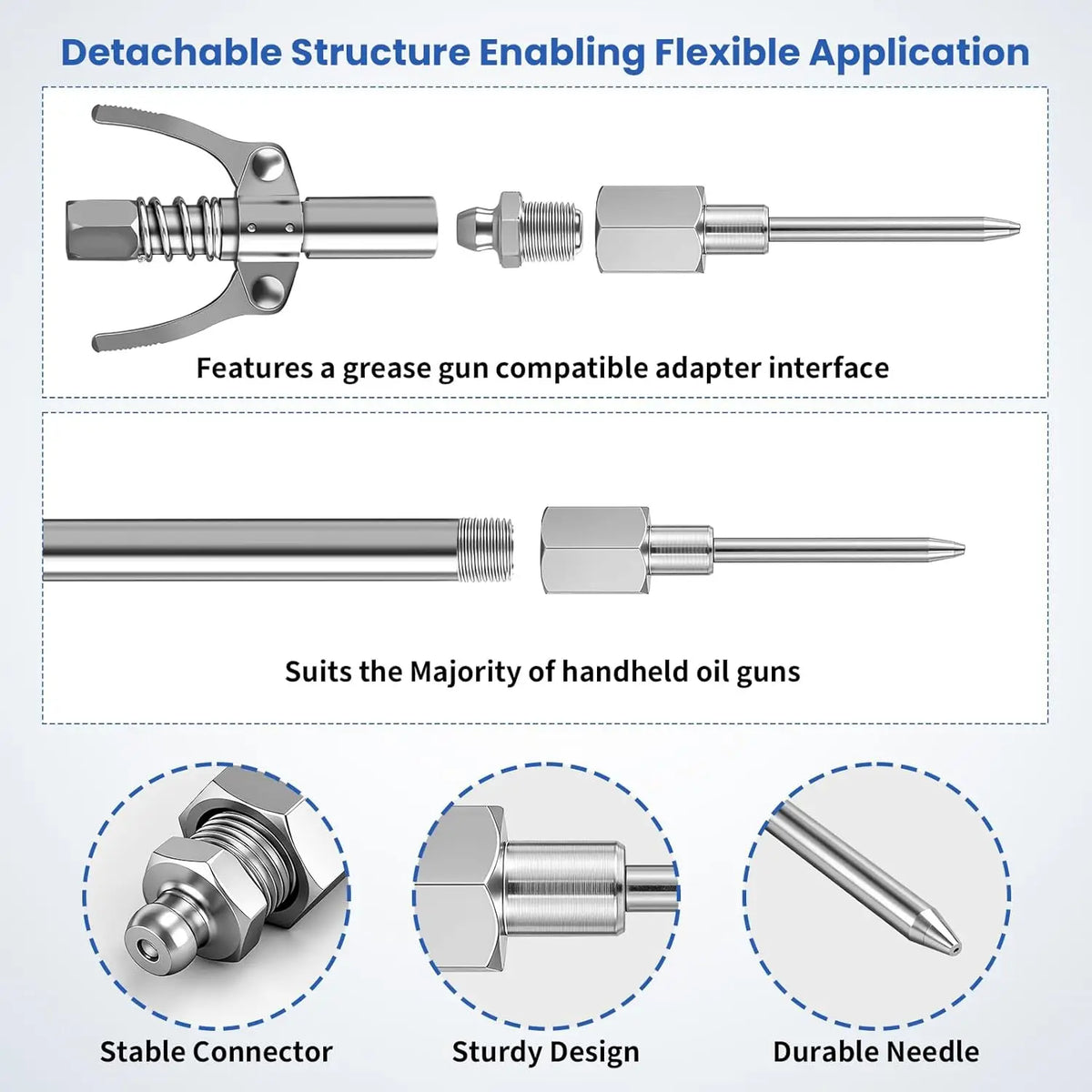 7-Piece Grease Gun Needle Nozzle Kit for Precision Lubrication