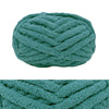 A ball of teal chunky chenille yarn with a ribbed texture.