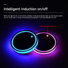 Two circular LED lights with blue and purple illumination demonstrating intelligent induction on/off features.