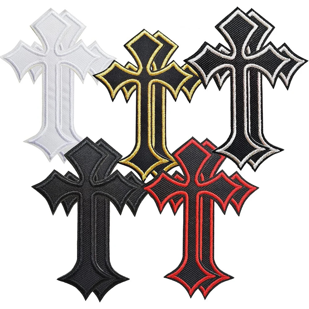 Embroidered Cross Patches with Iron-On Backing (Set of 10)