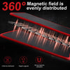 A red and black magnetic tool mat showing evenly distributed magnetic field lines.