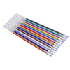 A collection of vibrant gel pen refills in various colors including glitter, metallic, pastel, and neon ink.