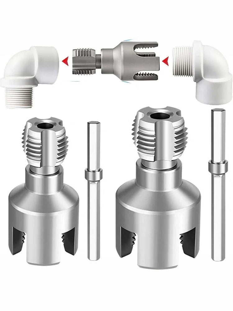 Electric Drill Compatible PVC Pipe Threader Kit for Internal and External Threads