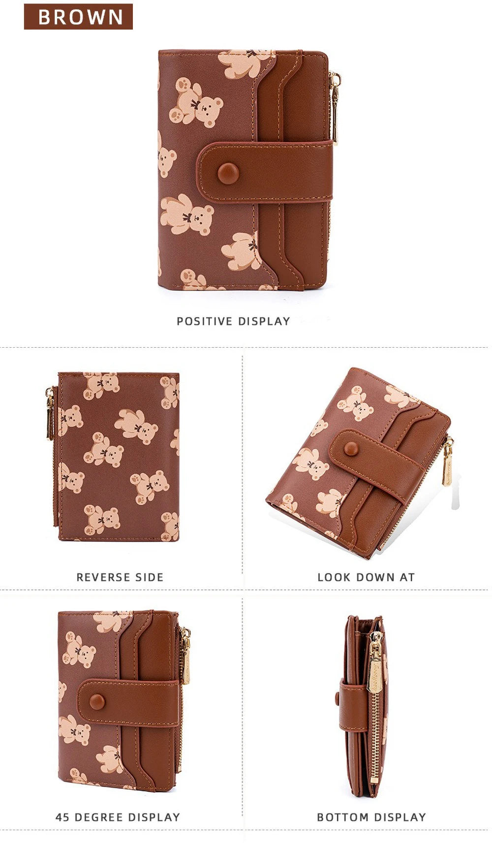 Compact PU Leather Wallet for Women with Card Slots and Coin Pocket