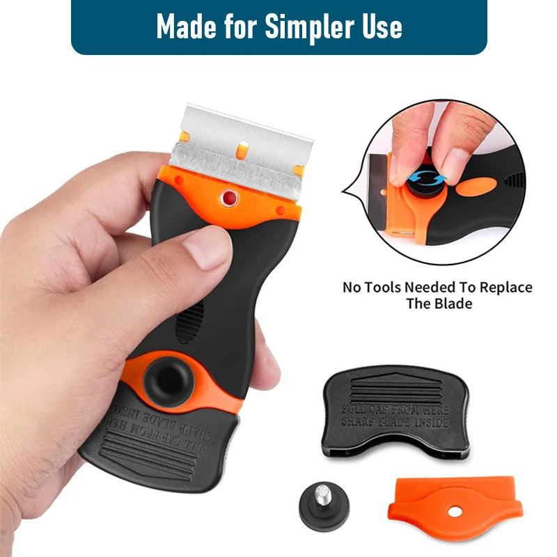 Dual-Use Razor Blade Scraper for Adhesive & Vinyl Removal