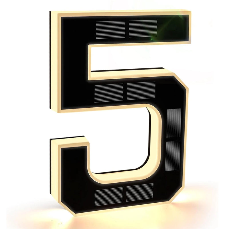 Modern Solar-Powered LED House Number Sign