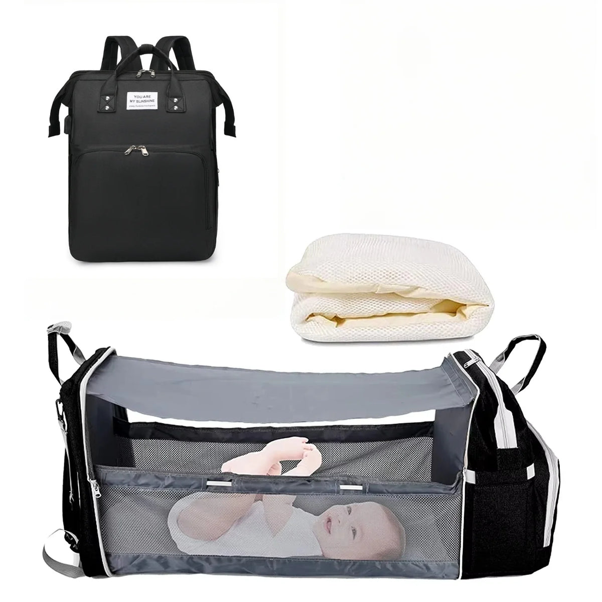 3-in-1 Diaper Bag Backpack with Foldable Changing Mat