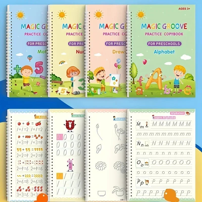 Cuaderno de práctica de escritura reutilizable con surcos para calcar
