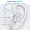 White USB-C wired earphones with an inline mic shown inside a human ear for comfort and wear