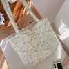 Quilted Floral Cotton Tote Bag with Padded Handle