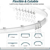 White flexible curtain track kit with various shaped hooks for versatile use
