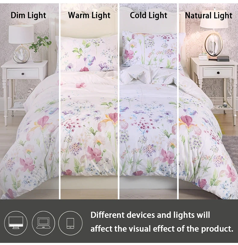 Floral Print Duvet Cover Set with Pillowcases