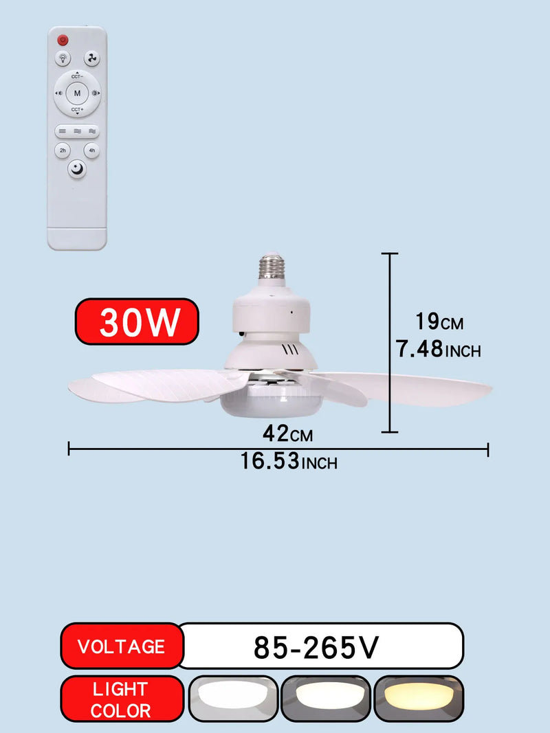 Modern 6-Blade Ceiling Fan with Remote-Controlled LED Light