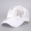 Lace Butterfly Snapback Cap with Rhinestone Accents