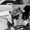 A versatile phone mount is installed on a motorcycle handlebar, designed for outdoor shooting.