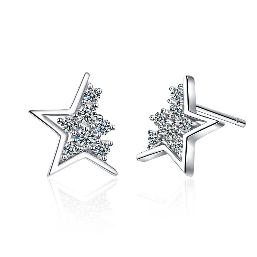 Pair of sterling silver turquoise hoop earrings with a star design