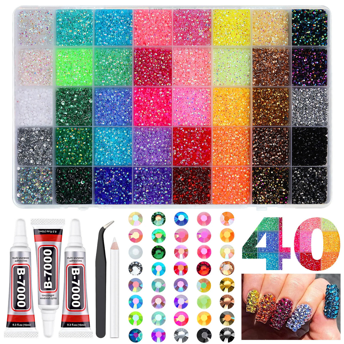 Mixed Color Resin Rhinestone Set with AB Finish – 24/28 Grid Flatback Drills for Crafting & Decoration