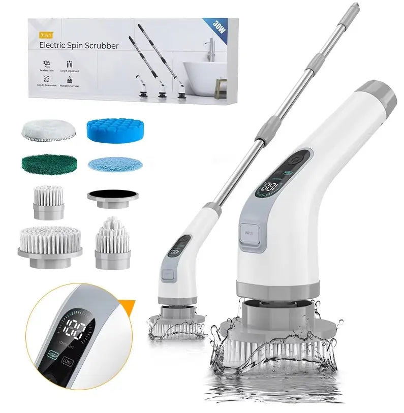 Cordless Electric Spin Scrubber with Extendable Handle