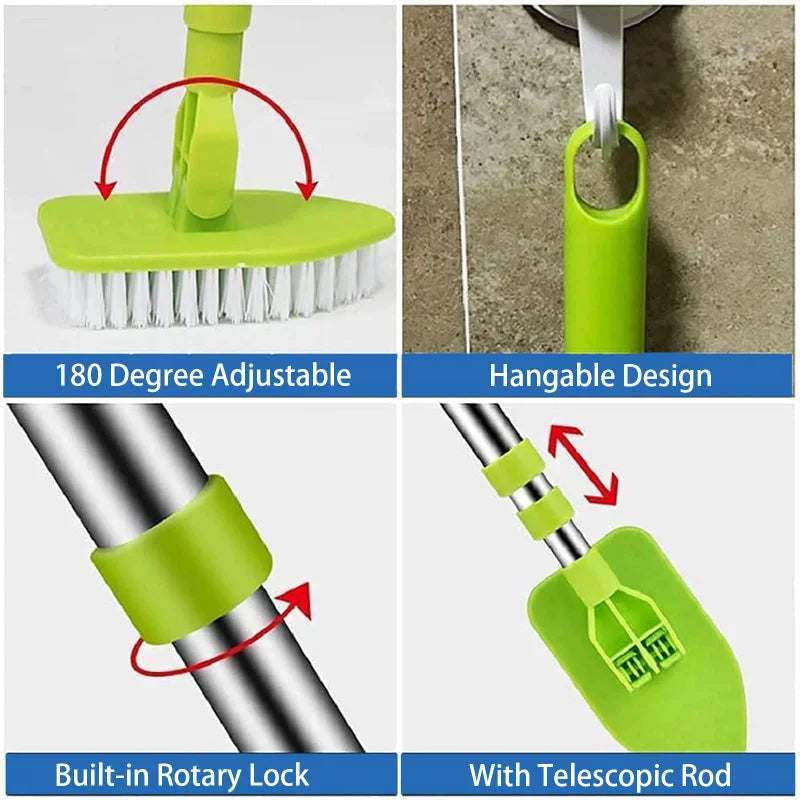 Adjustable Telescopic Cleaning Brush with Interchangeable Heads