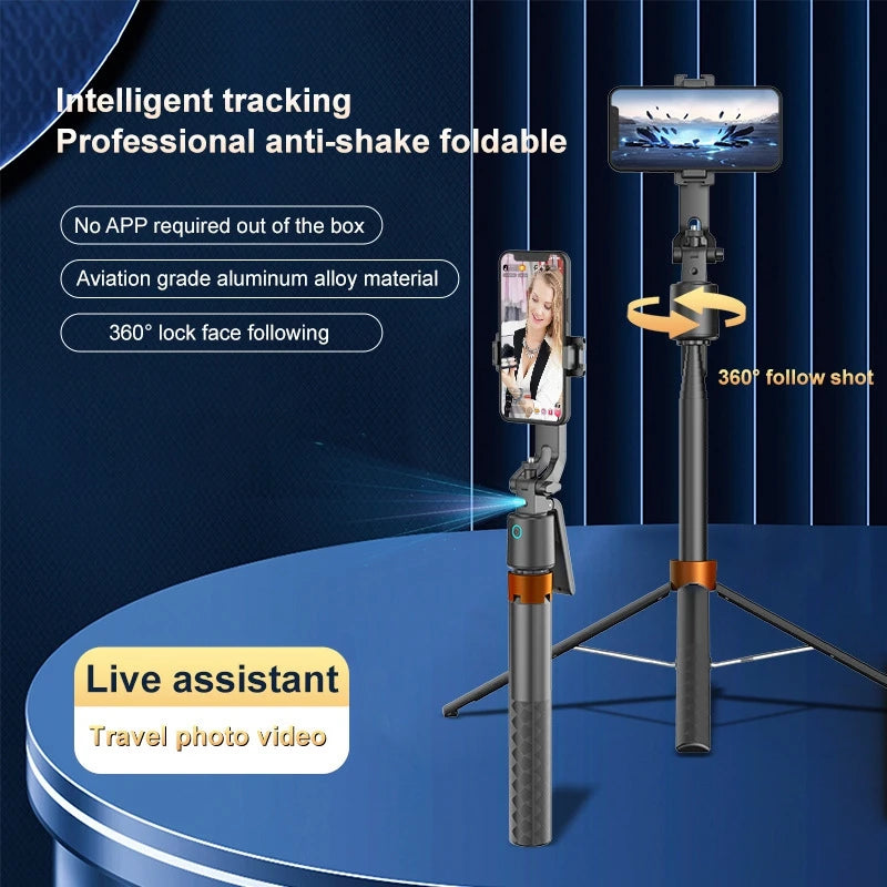 AI Face-Tracking Gimbal Selfie Stick & Tripod