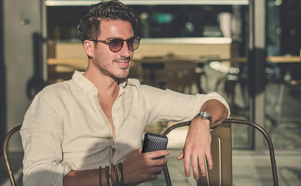 Slim RFID-Blocking Wallet with Money Clip and ID Window
