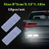 Ten reflective car safety strips for night and low-light visibility shown next to a car's taillight.