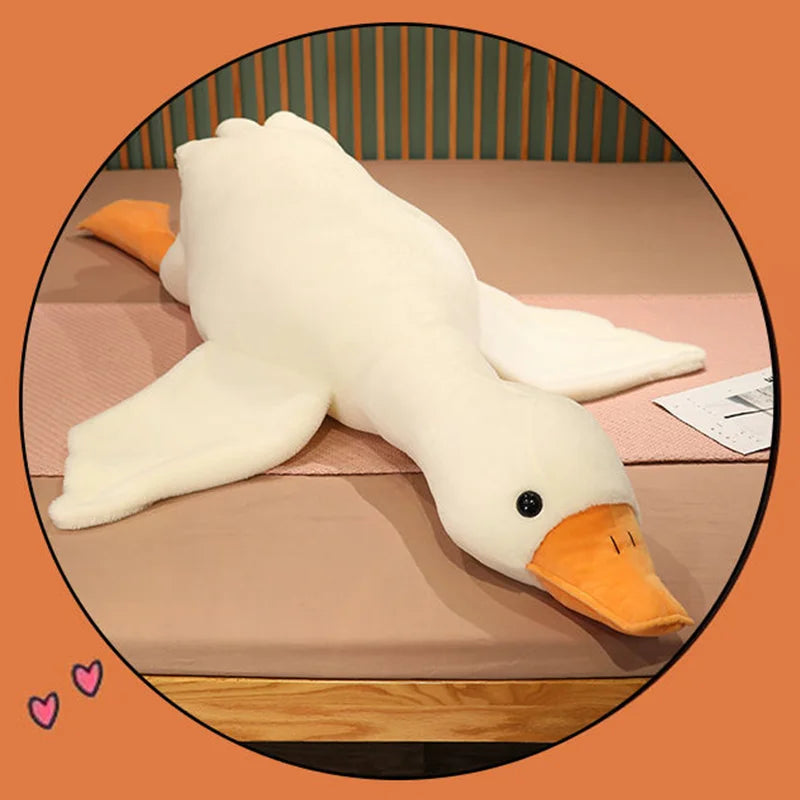 Oversized White Goose Plush Toy & Sofa Cushion