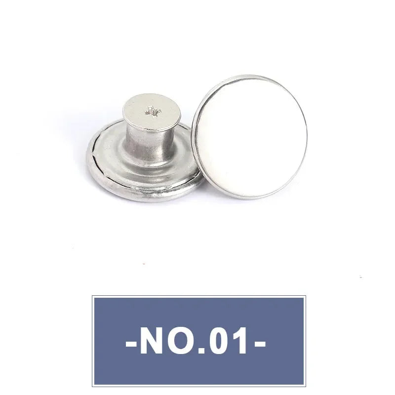 No-Sew Replacement Jeans Buttons - 17mm Metal Snap Buttons