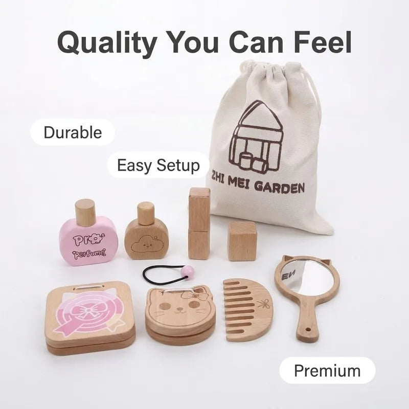 Wooden Makeup Toy Set for Kids Pretend Play