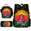 Cartoon Gorilla Kids School Backpack Set with Lunch Bag and Pencil Case