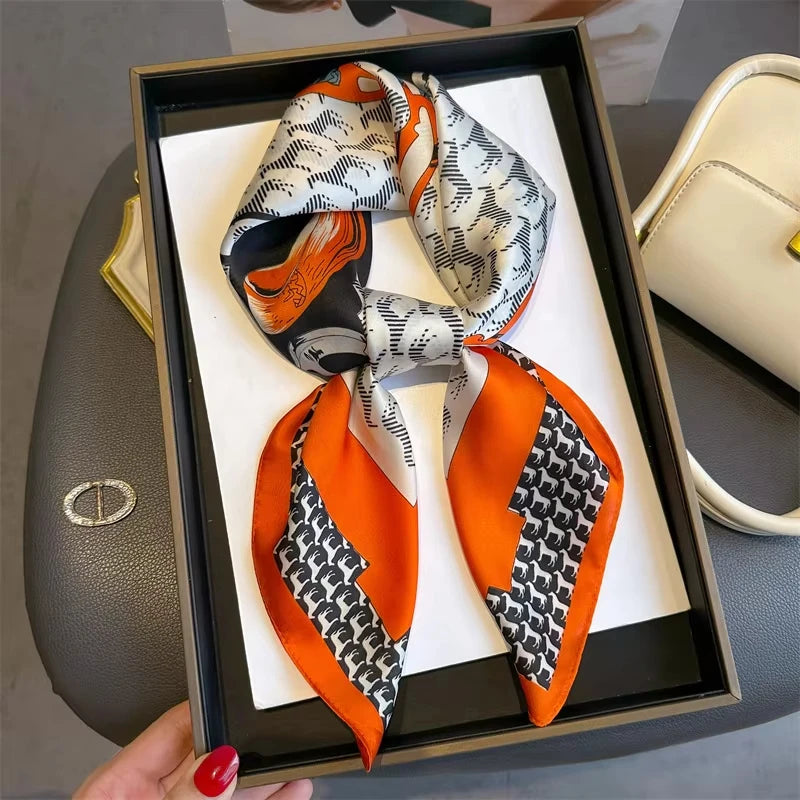Silk-Feel Square Scarf for Women