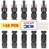 Set of ten black solar panel connectors for PV cable installation
