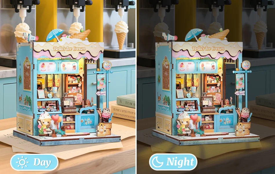 Book Nook DIY Wooden Miniature Kit with LED Lighting