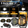 V-ULTRA Series 3 inch LED driving lights with amber DRL and side shooter lights