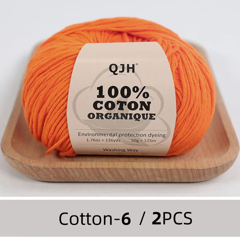 100% Organic Cotton Yarn for Knitting and Crocheting (2-Pack)