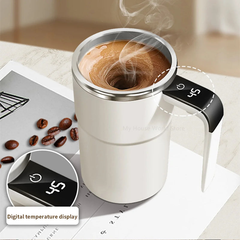 Smart Electric Self-Stirring Coffee Mug with Digital Display