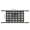 Black ceiling cargo net organizer grid with black straps and gray netting