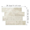 A rectangular panel of light beige 3D self-adhesive wall tiles for kitchen or bathroom decoration.